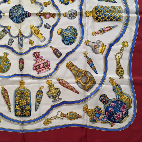 Auth HERMES "Qu’importe Le Flacon” Perfume Silk Scarf by Catherine Baschet - Picture 4 of 13
